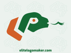 Initial logo with the shape of a lizard combined with a letter "L" with green and orange colors.
