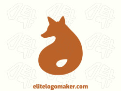 Logo available for sale in the shape of a lying fox with minimalist design and orange color.
