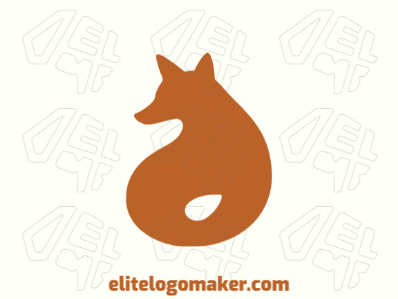 Logotipo disponível para venda com a forma de uma raposa deitada com design minimalista e cor laranja.