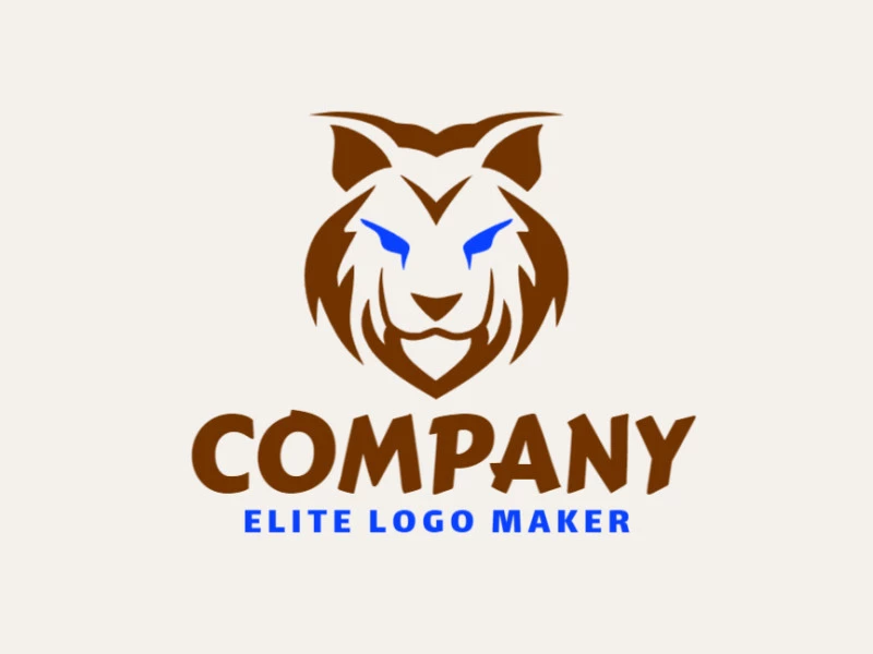 Logotipo personalizable en forma de un lince con diseño creativo y estilo simétrico.