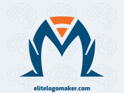 Create a vector logo for your company in the shape of a letter "m" combined with a wifi icon, the colors used were blue and orange.