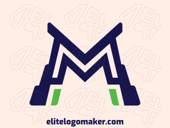 Logotipo com design criativo, formando uma letra "M" com estilo letra inicial e cores customizáveis.