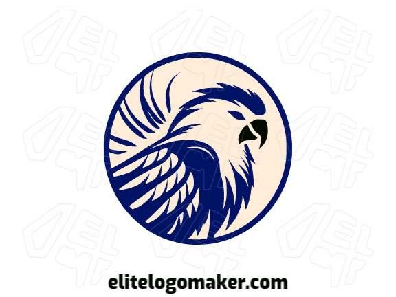 Vibrant and captivating, the circular logo of a macaw in shades of blue and beige celebrates the beauty of nature with its colorful plumage.