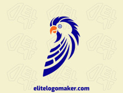 Abstract logo with a refined design forming a macaw, the colors used was blue and orange.