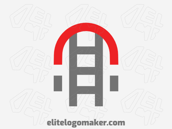 Logotipo criativo com a forma de um Íman combinado com uma escada, com design refinado e estilo minimalista.
