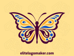 Create an ideal logo for your business in the shape of a magnificent butterfly with handcrafted style and customizable colors.