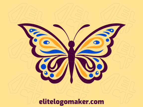 Crie um logotipo ideal para o seu negócio com a forma de uma borboleta magnífica com estilo artesanal e cores customizáveis.