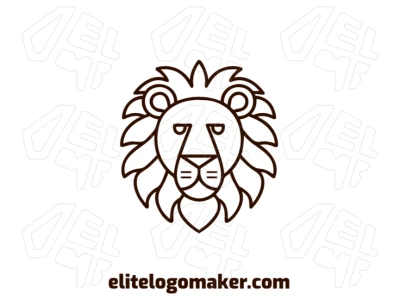 Um template de logo chamativo apresentando um leão magnífico desenhado com linhas finas, oferecendo um estilo de design simples e marcante.