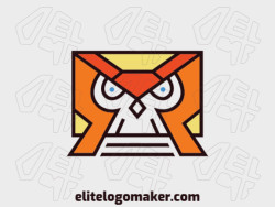 Stylized logo in the shape of an owl combined with an envelope composed of abstract elements with blue, brown, yellow, and orange colors.