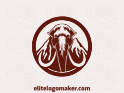 Vector logo in the shape of a mammoth combined with a mountain with abstract style and dark brown color.