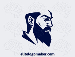 Create a vector logo for your company in the shape of a man with an abstract style, the color used was dark blue.