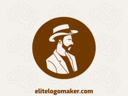 Customizable logo in the shape of a man composed of a circular style and dark brown color.