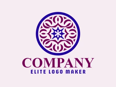 Crear su logotipo en línea con la forma de una mandala con colores personalizables y estilo abstracto.