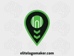 Logo with creative design, forming a map combined with a camera, with abstract style and customizable colors.