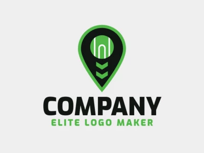 Logotipo con diseño creativo, formando un mapa combinado con una cámara, con estilo abstracto y colores personalizables.