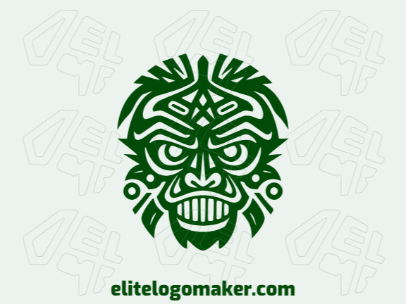 Logotipo moderno com a forma de uma máscara com design profissional e estilo simétrico.