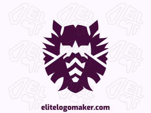 Logotipo customizável com a forma de um homem mascarado com design criativo e estilo abstrato.