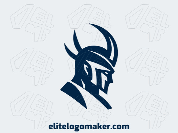 The pictorial logo was created with abstract shapes forming a Medieval Warrior with the color dark blue.