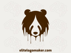 Template logo in the shape of a melting bear with a simple design and dark brown color.