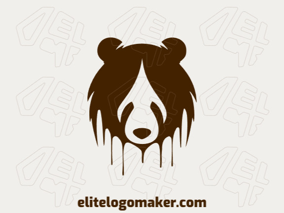 Logotipo criativo com a forma de um urso derretendo com design simples e cor marrom escuro.