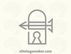 Simple logo with the shape of a padlock combined with an iron nail with gray and blue colors.