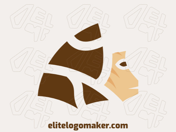 Create your own logo in the shape of a monkey with an abstract style with beige and brown colors.
