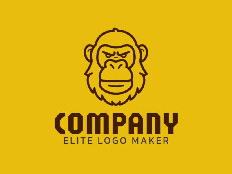 Um logotipo monoline com um macaco, desenhado com linhas marrons para criar uma aparência limpa e extravagante.