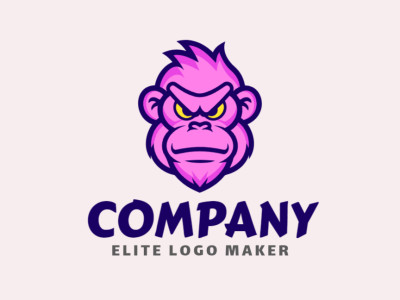 Un hermoso logo vectorial abstracto con un mono en rosa, amarillo y azul oscuro, perfecto para la marca empresarial.