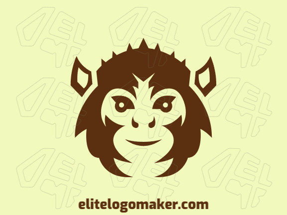 Logo consisting of abstract forms forming a monkey head with abstract style, the only color used was brown.