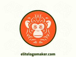 Radiating playfulness and charm, this circular logo depicts a delightful monkey, capturing its lively spirit. The vibrant combination of orange, black, and beige brings a captivating energy to the design.