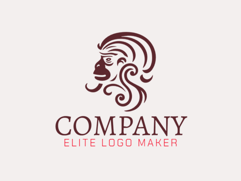 Um logotipo artesanal apresentando um macaco em tons ricos de marrom, capturando a essência da curiosidade e da aventura.