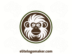 Memorable logo in the shape of a monkey head with abstract style, and customizable colors.