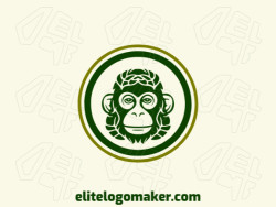 Embodying the essence of playfulness and nature, this abstract logo showcases a monkey head adorned with lush green leaves. The vibrant design captures the spirit of curiosity and vitality, making it a perfect choice for brands that exude joy and environmental consciousness.