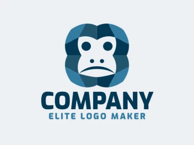 Logotipo abstrato (mascote) com formas sólidas formando um macaco com design refinado e cor azul.