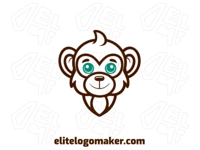 Un logo gracioso con la cabeza de un mono en estilo infantil, diseñado de manera simétrica para crear un aspecto divertido, equilibrado y visualmente atractivo.