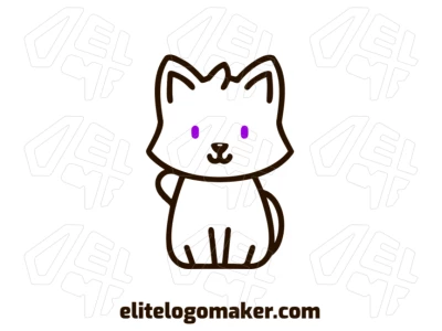 Un logotipo cool con un diseño monoline minimalista de un gato con ojos morados, combinando simplicidad y estilo en un visual impresionante.