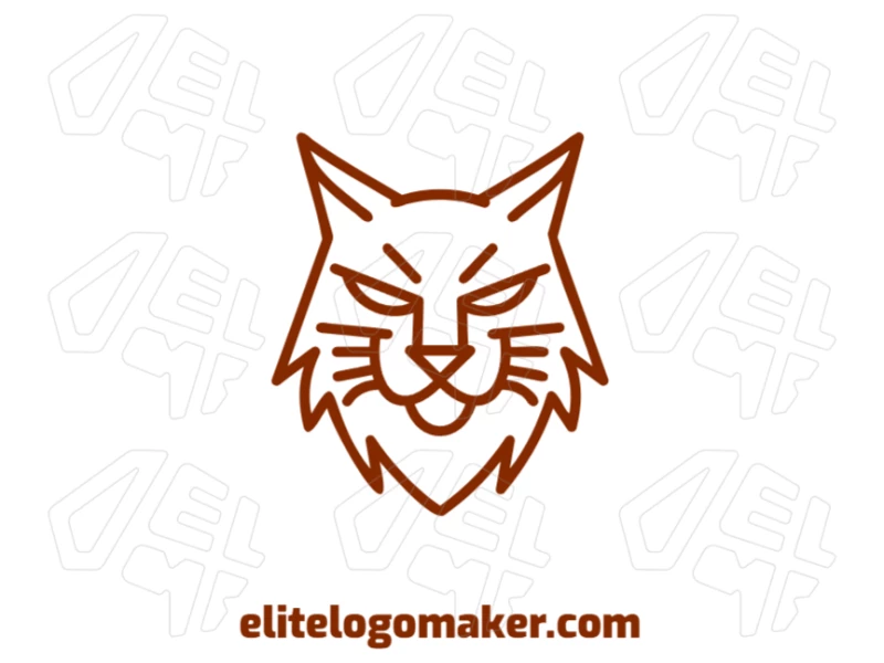 Logotipo profesional con una ilustración monoline de la cabeza de un gato, diseñado de manera simétrica para una identidad visual elegante y equilibrada.