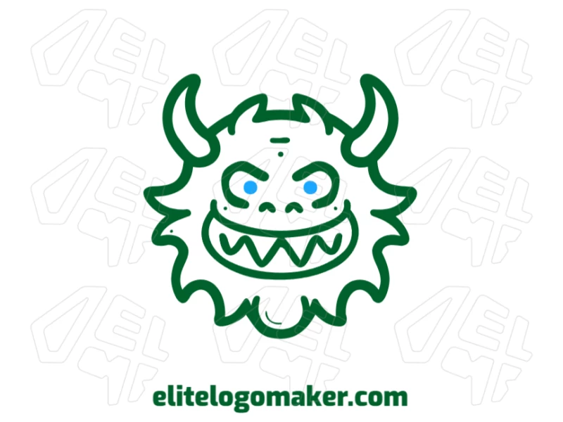 Gere um design de logotipo simples e único com uma ilustração monoline de um monstro verde, perfeito para criar uma identidade de marca memorável.