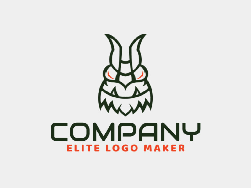 Simple logo composed of abstract shapes, forming a monster with green and orange colors.