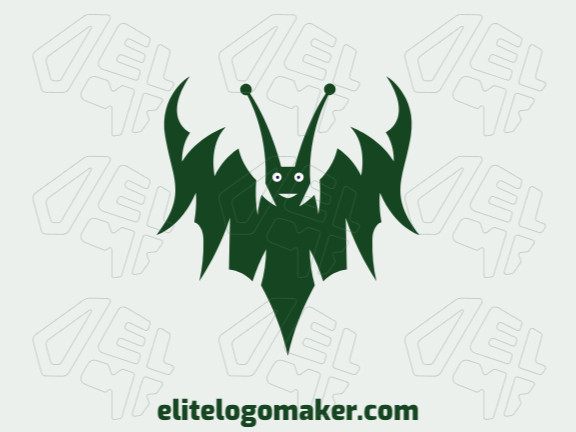 Logo available for sale in the shape of a monster with abstract style and green color.