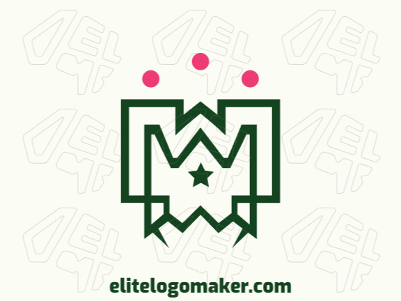 Create your own logo in the shape of a monster, with a creative style, with green and pink colors.
