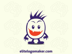 Cheerful monster logo in orange, gray & purple-perfect for a fun, child-friendly vibe.