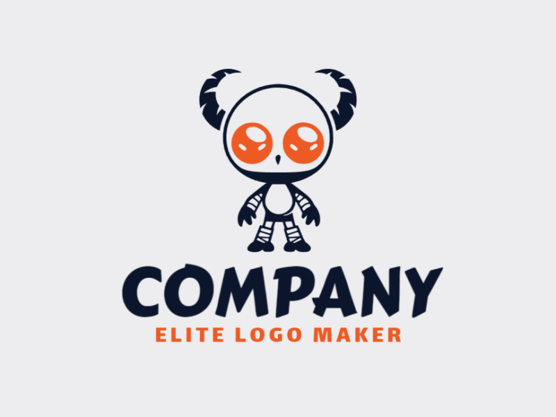 Simple logo composed of abstract shapes forming a monster with blue and orange colors.