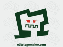 Simple logo with a refined design forming a monster with red and green colors.