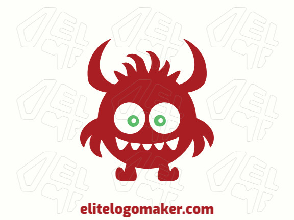 Abstract logo with a refined design forming a monster, the colors used were green and dark red.