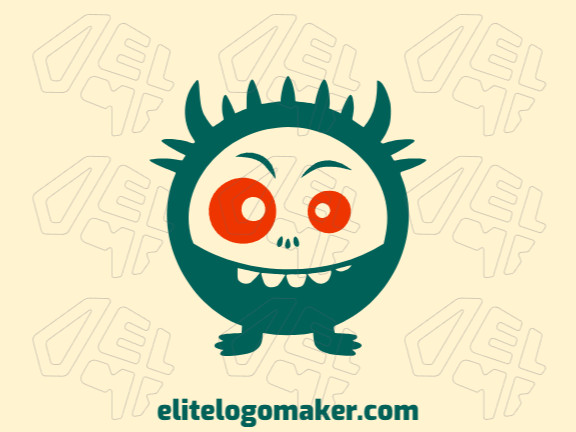 Logotipo memorável com a forma de um monstro com estilo mascote, e cores customizáveis.