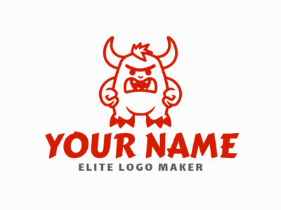 Un logotipo de mascota distinguido con forma de monstruo, que aporta un atractivo diferente, en tonos vibrantes de rojo.