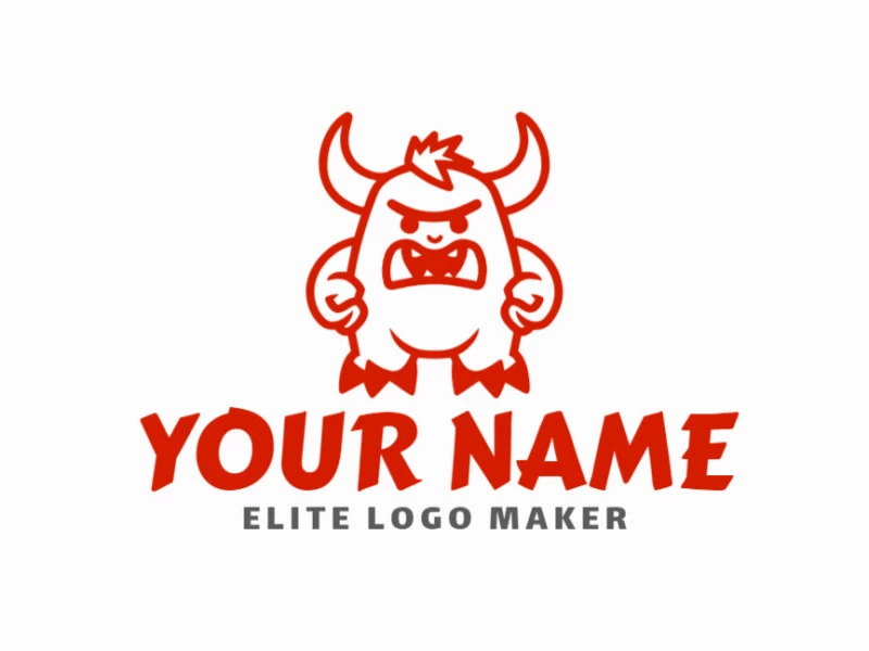 A distinguished mascot logo with a monster shape, bringing a different appeal, in vibrant red hues.