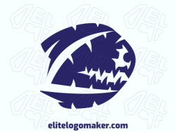 Crie um logotipo memorável para sua empresa com a forma de um peixe monstro, com estilo ilustrativo e design criativo.