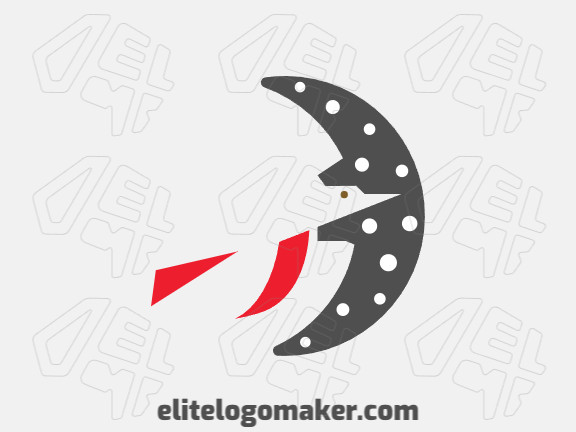 Logotipo profissional composto por formas estilizadas formando um pássaro combinado com uma lua com design abstrato, as cores utilizadas foi cinza e vermelho.